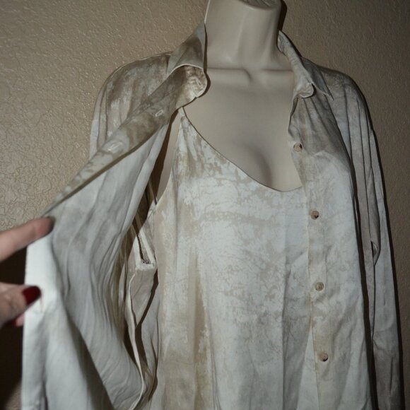 NWOT $957 Sz XS Avant Toi Marmo Effect Silk Long Sleeve Blouse w/ Camisole - Picture 7 of 9